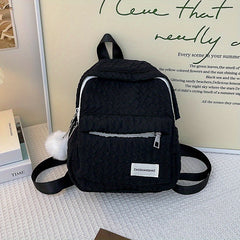 Mini Bubble Ruched Backpack Letter Patch School Bag Lightweight Daypack