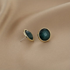 Round Grey Stud Earrings Minimalist Style Alloy Jewelry Versatile Gift