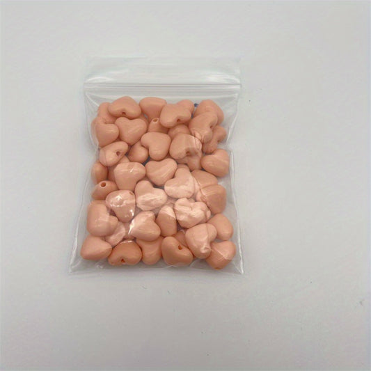 50pcs Love Heart Beads for DIY Bracelets, Phone Straps & Necklaces