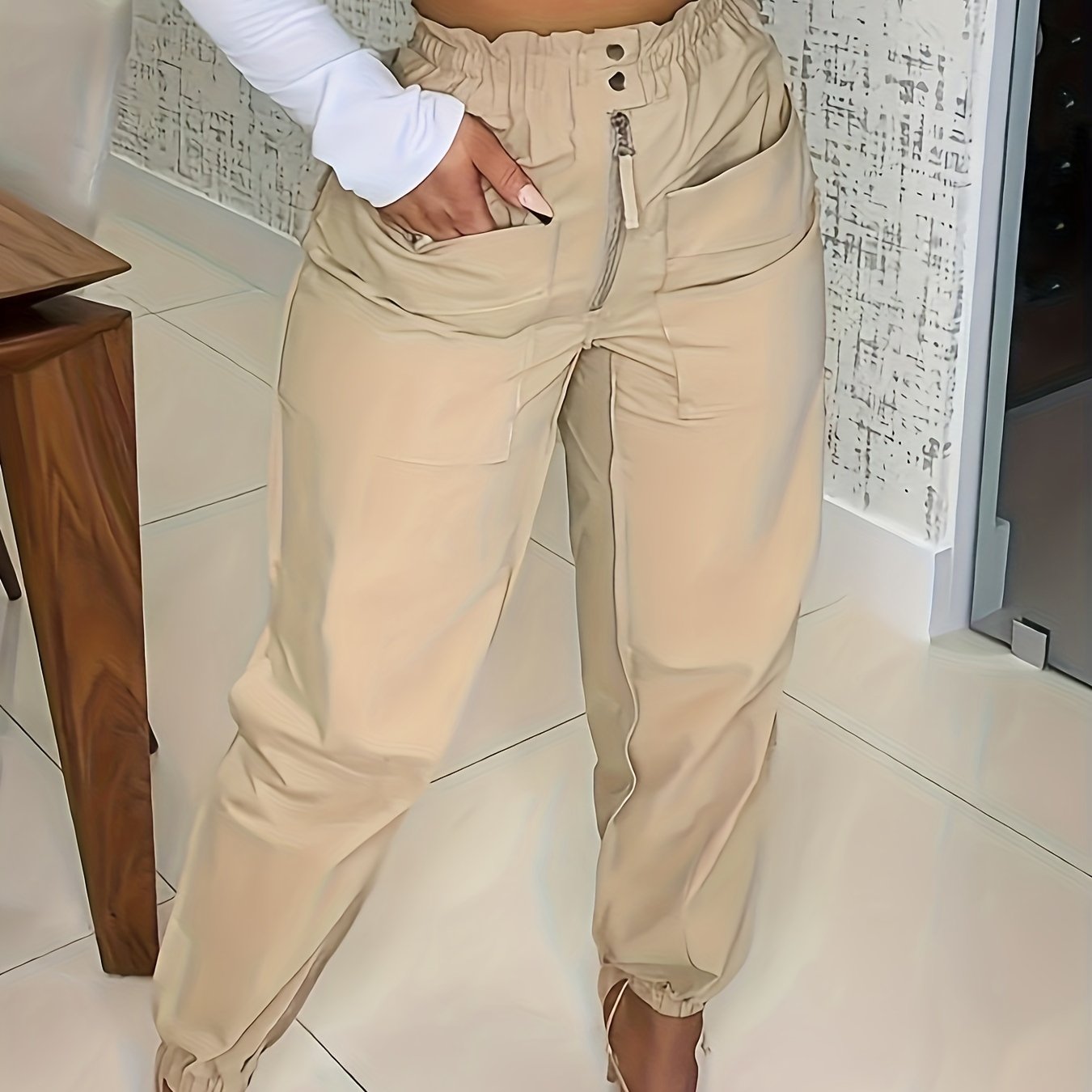  High Rise Jogger Trousers With Pockets