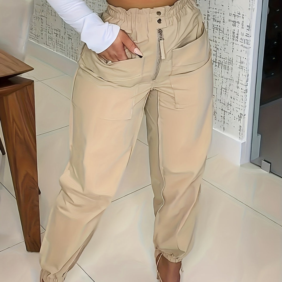  High Rise Jogger Trousers With Pockets