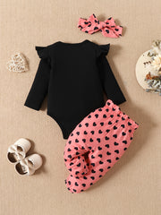 Baby Girls Heart Pattern Bodysuit Romper Outfit Set