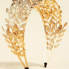 Golden Leaf Headband Rhinestone Bridal Hair Accessory