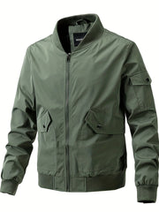Men's Pocket Zipper Baseball Collar Thin Jacket Casual