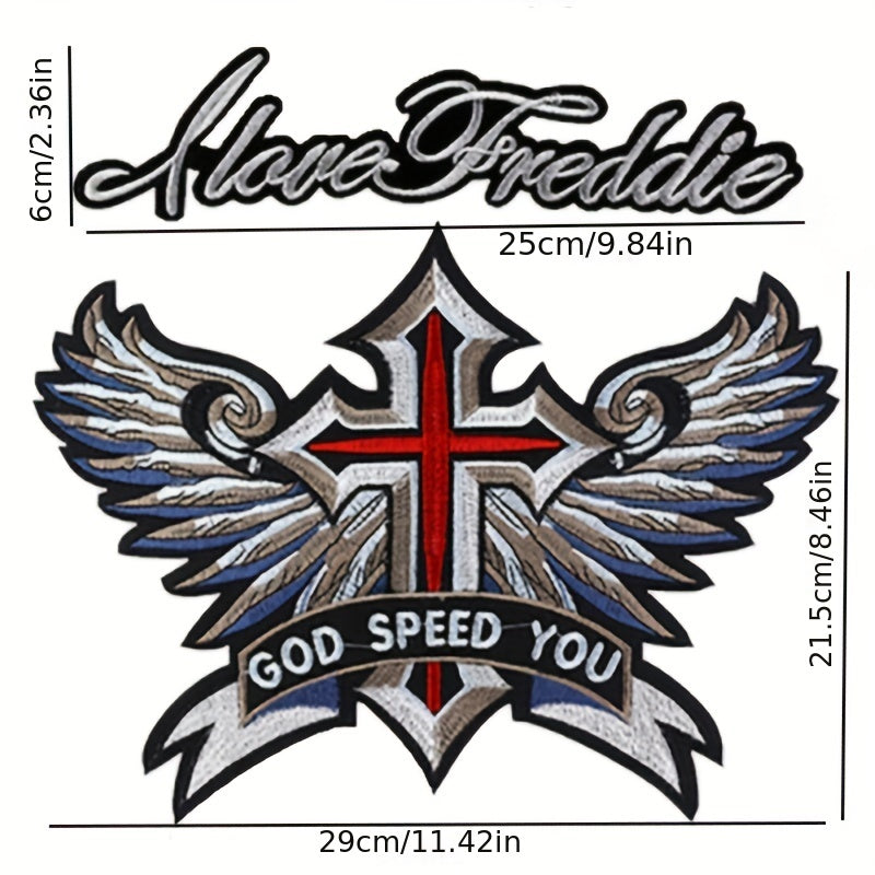 Eagle Cross Flower Embroidered Patch Sticker for Bag Clothes Coat
