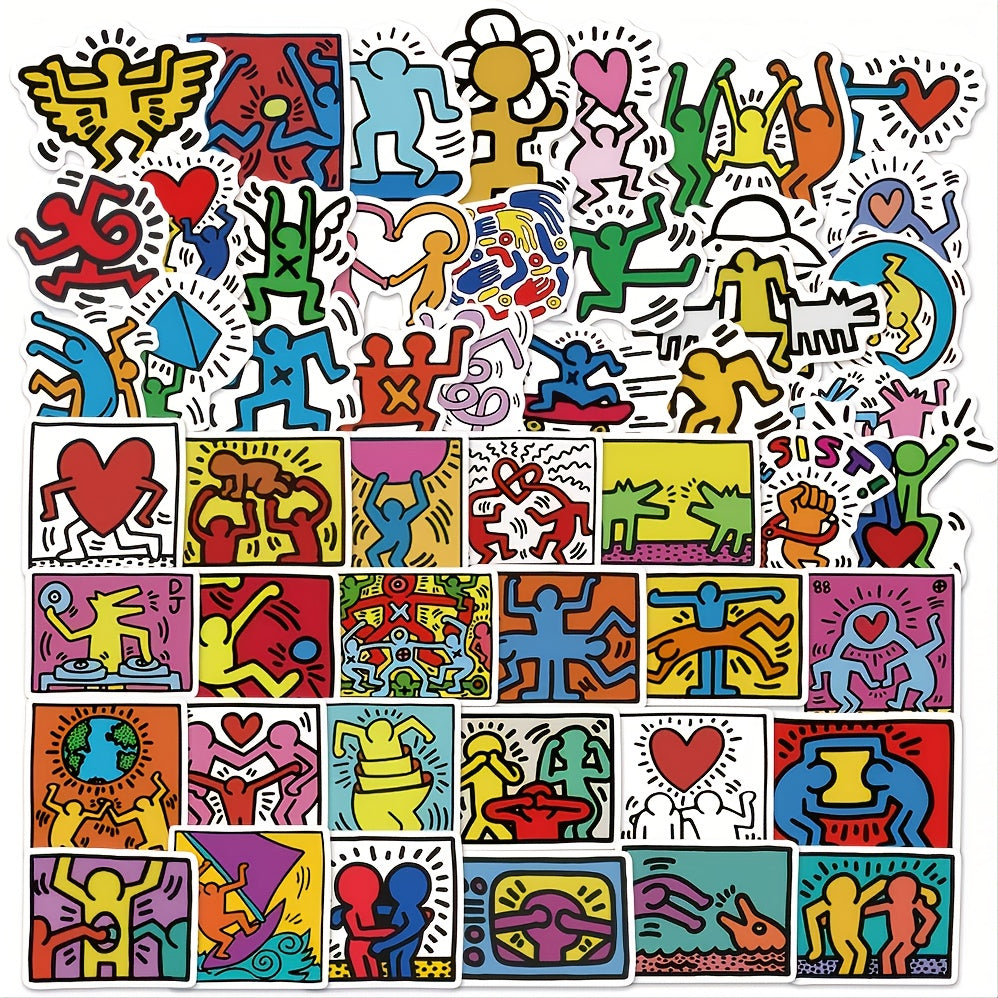 50sheets Skate Haring Sticker Waterproof Phone Case Decor Sticker