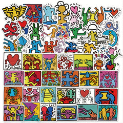 50sheets Skate Haring Sticker Waterproof Phone Case Decor Sticker