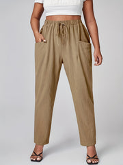  High Rise Tapered Leg Trousers With Pockets