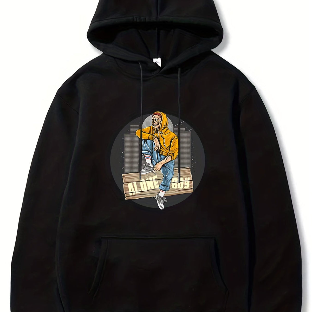Alone Boy Print Hoodies For Men Graphic Sweatshirt With Kangaroo Pocket