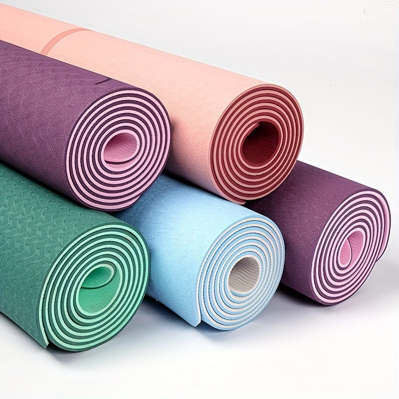 6mm Soft TPE Yoga Mat With Asana Guide Line & Storage Bag