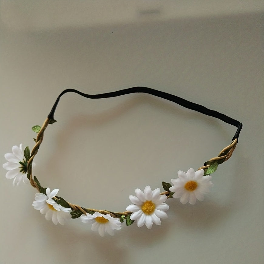 5pcs Boho Stretchy Headband Daisy Hair Band for Party Beach Travel