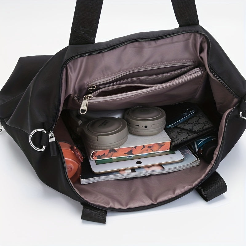 Large Capacity Letter Print Nylon Waterproof Shoulder Bag Travel Duffel