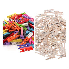 50pcs Colorful Wooden Clip for DIY Crafts and Photo Storage