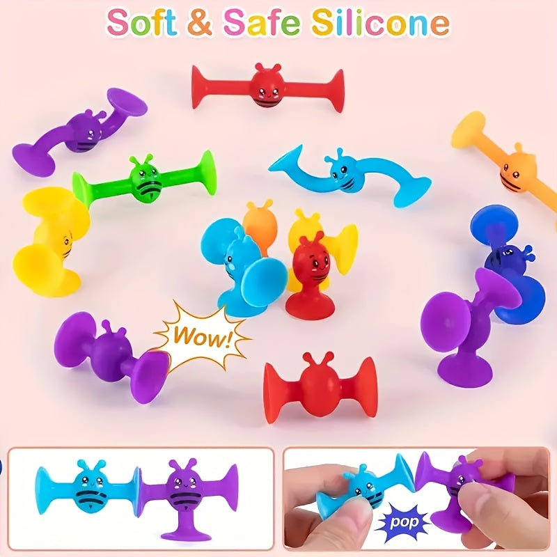 Bee Themed Suction Cup Building Blocks Set Educational Toy