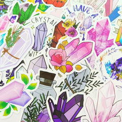 50 Pcs Boho Style Crystal Stickers Set Gem Vinyl Waterproof Decals