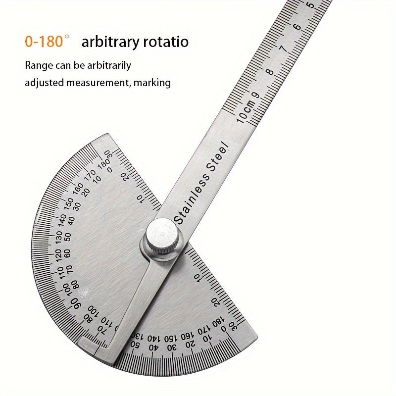 Stainless Steel Angle Ruler 0-180 Degrees Measure Tool