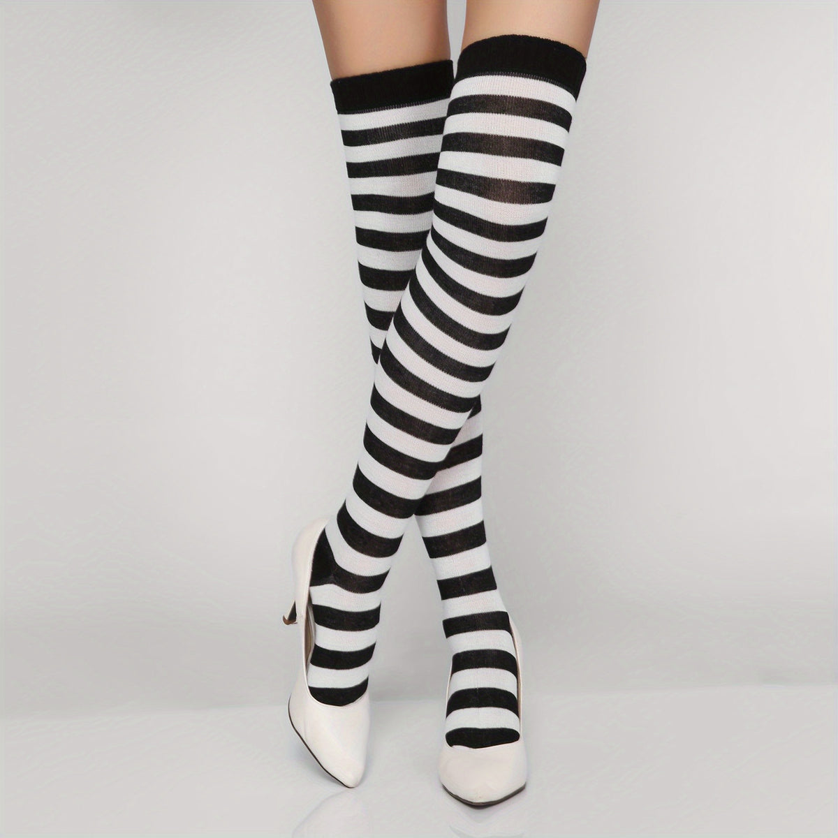 Rainbow Striped Thigh High Socks Cosplay Party Over The Knee Socks