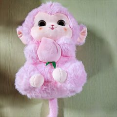 Adorable Plush Monkey Toy Soft Stuffed Animal Pink & Brown Gift