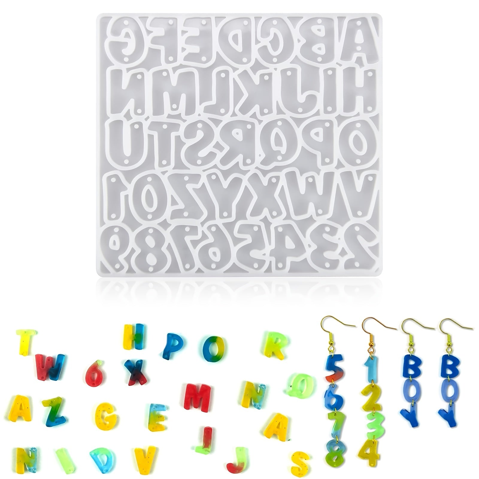 Alphabet Keychain Resin Mold Earrings Necklace Pendant Silicone Mould DIY