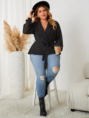  Striped Long Sleeve Top With Belt