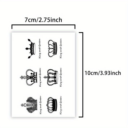 Waterproof Temporary Crown Tattoos 6 Unique Designs Realistic Non Reflective Ink