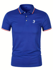 Men's Golfing Graphic Polo Shirt - Casual Stretch Lapel Button Up Polo