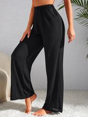  Retro Pants Women's Plus Solid Waffle Elastic Semi Sheer High Rise
