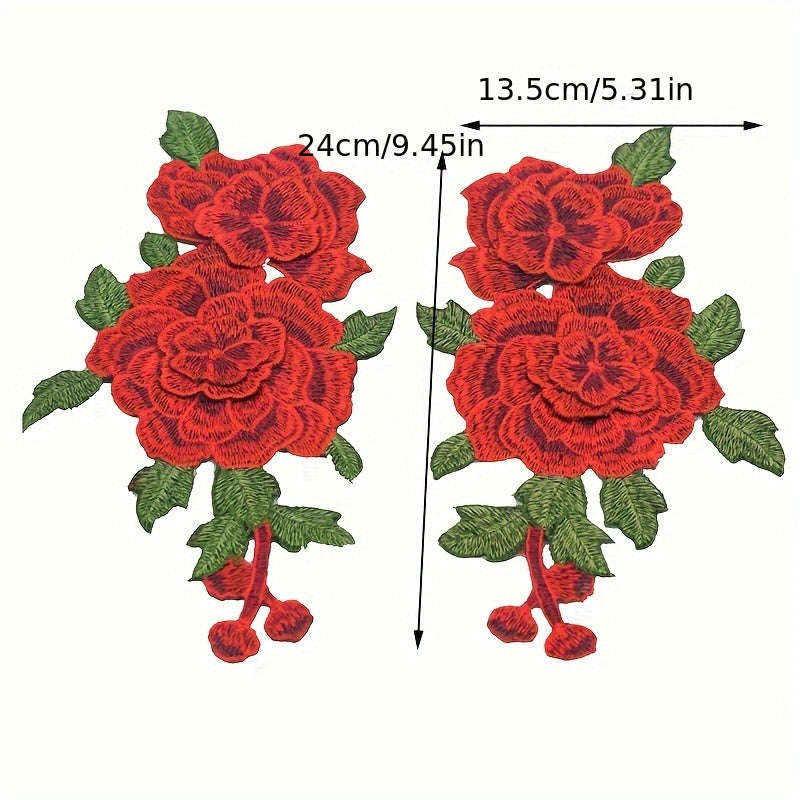 2pcs 3D Lace Flower Patches Stickers Colorful Embroidery Glass Gauze