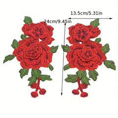 2pcs 3D Lace Flower Patches Stickers Colorful Embroidery Glass Gauze