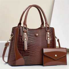 Vintage Crocodile Embossed PU Leather Handbags Set