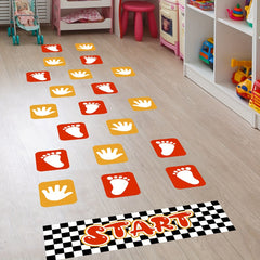 Hopscotch Children Game Floor Stickers Removable Lattice Design