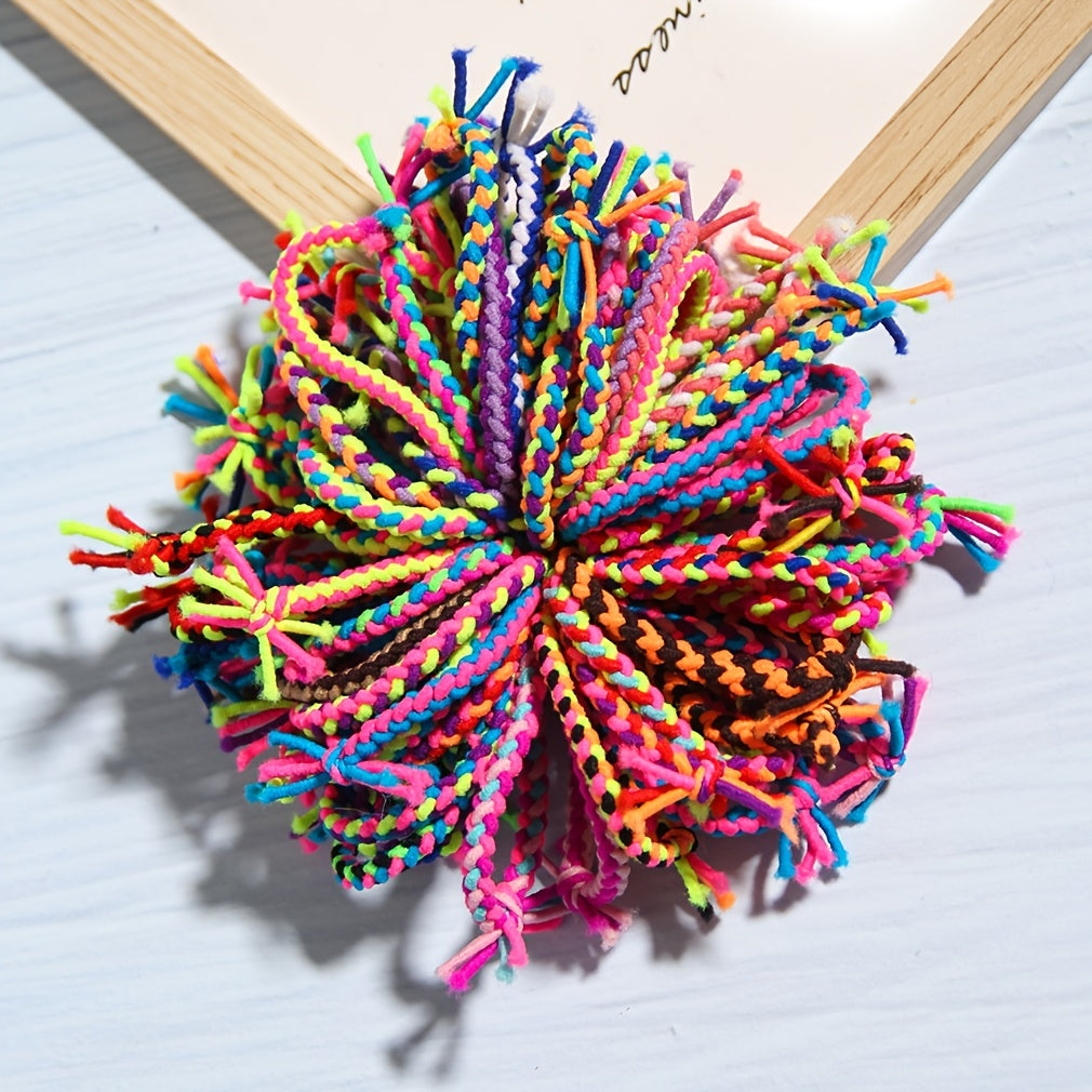 Braided Knotted Rubber Band Hair Ties 50 Pieces Set Charms Gift Birthday