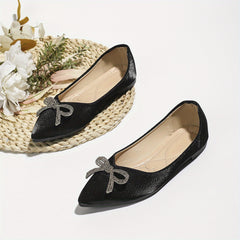 Rhinestone Bow Slip On Dress Ballet Flats