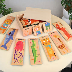 Wooden Animal Recognition Puzzle with 16 Animals