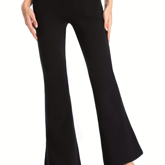 High Waist Bell Bottom Pants Stretchy Slim Fitting Yoga Fitness Dance Flared