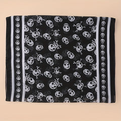 Halloween Skull Print Casual Scarf Solid Gauze Shawl Head Wrap Headscarf