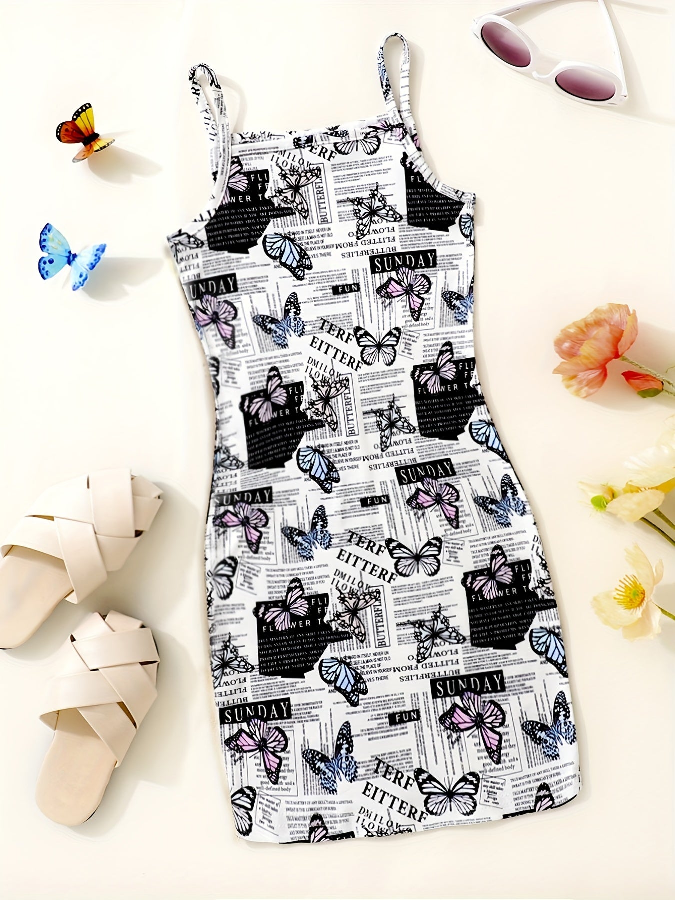 Girls Butterfly Tie Dye Cami Dress for Party Holiday