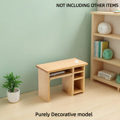 Mini Wooden Computer Desk Set Model Desk with Mouse and Keyboard 1:12 Scale