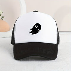 Mesh Printed Sunshade Ghost Baseball Cap For Kids