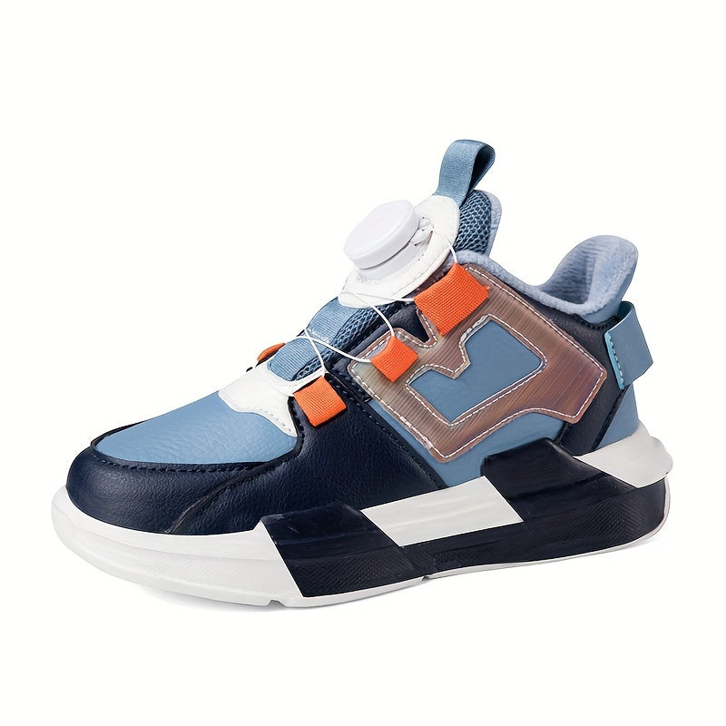 High Top Skate Shoes for Boys with Rotating Buckle Soft Sole Sneakers