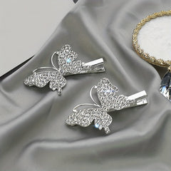 2pcs Rhinestone Butterfly Hair Clip for Women