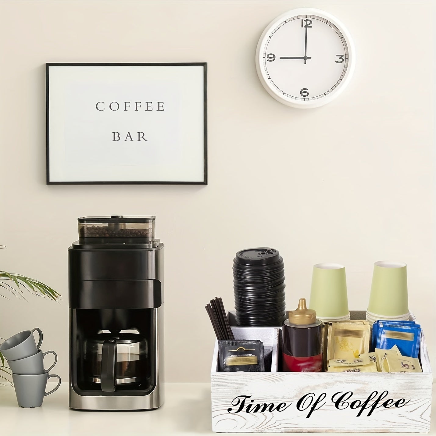 Coffee Station Organizer Wooden Coffee Bar Accessories Organizer For Countertop