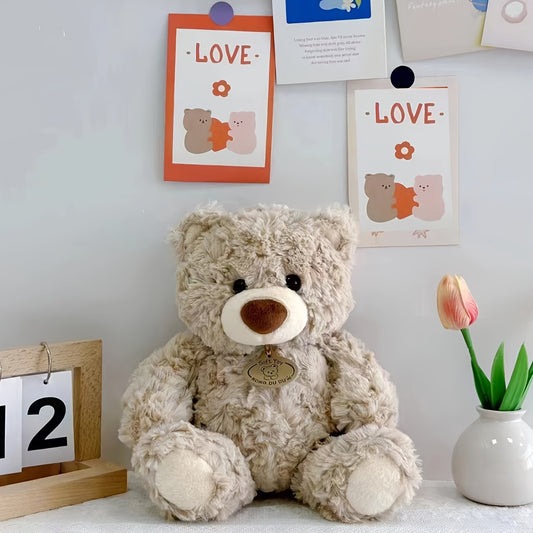 Memorable Keepsake Teddy Bear Plush Toy Soft Polyester Deep Brown Ivory