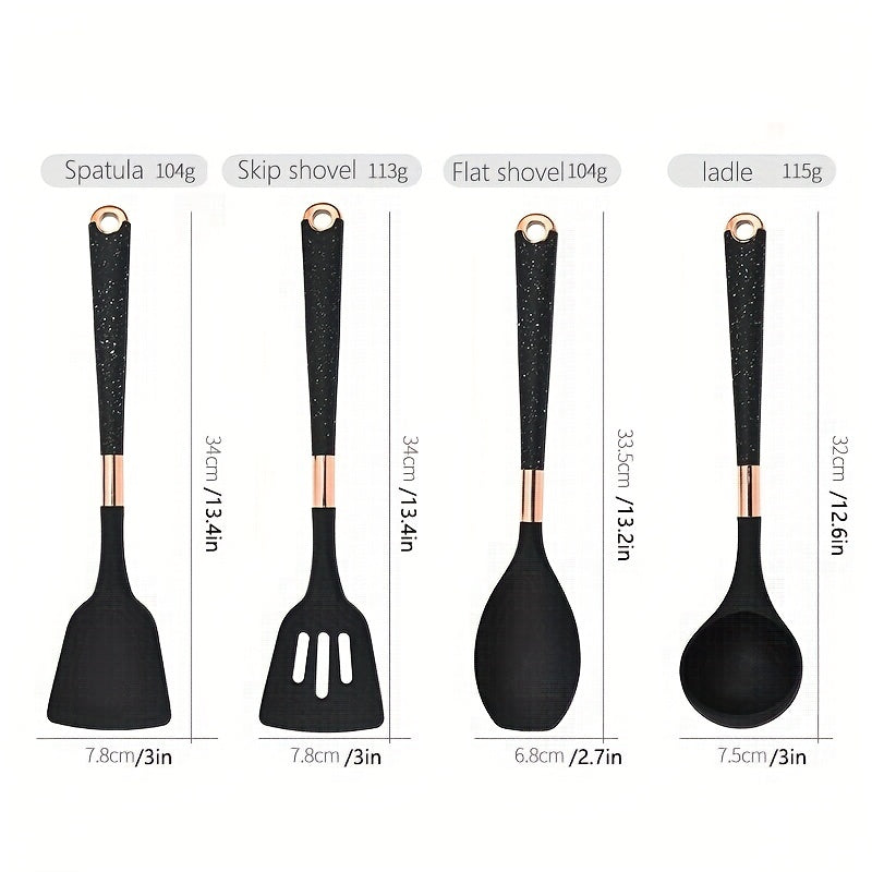 10pcs Silicone Kitchenware Set With Storage Bucket