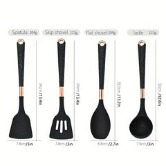 10pcs Silicone Kitchenware Set With Storage Bucket
