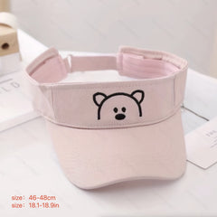 Kid's Casual Sun Hat w/ Embroidered Bear Pattern