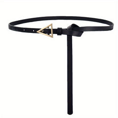 Triangle Metal Buckle Thin Belt Solid Women's Knotted Belt