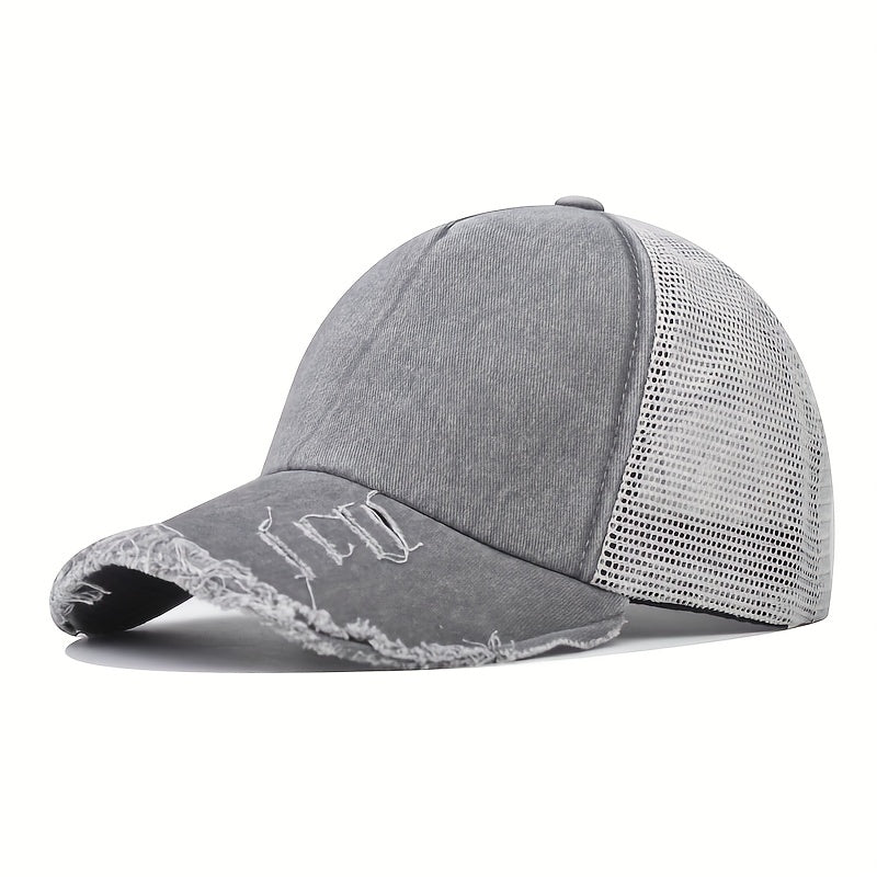 Unisex Ripped Baseball Cap Washed Street Wear Peaked Hat