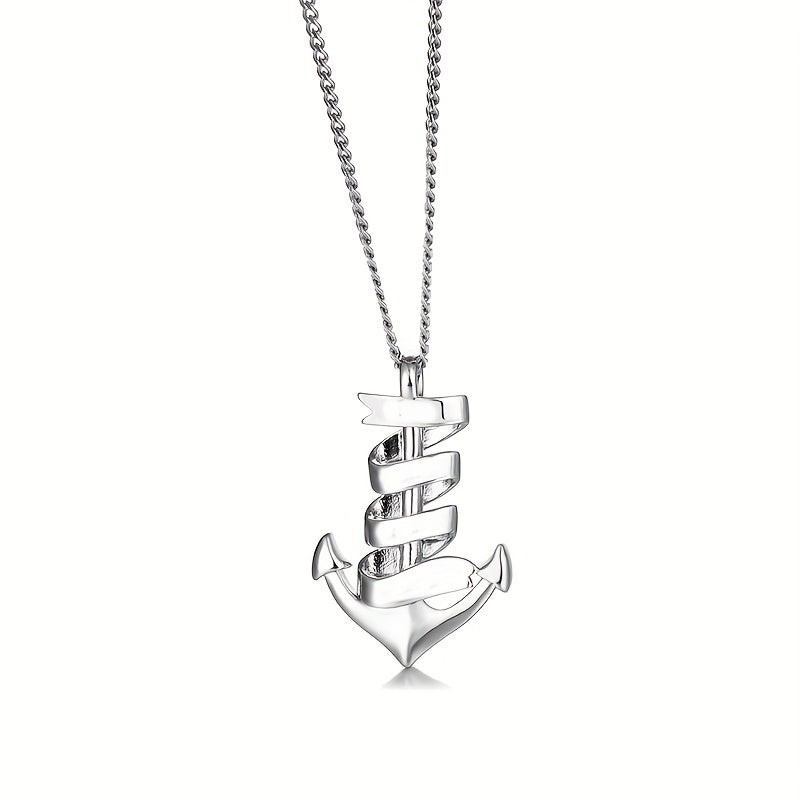 Personalized Stainless Steel Anchor Bar Necklace Custom Lettering Pendant