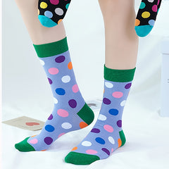 5 Pairs Polka Dot Print Socks Comfy Soft Mid Tube Women's Stockings